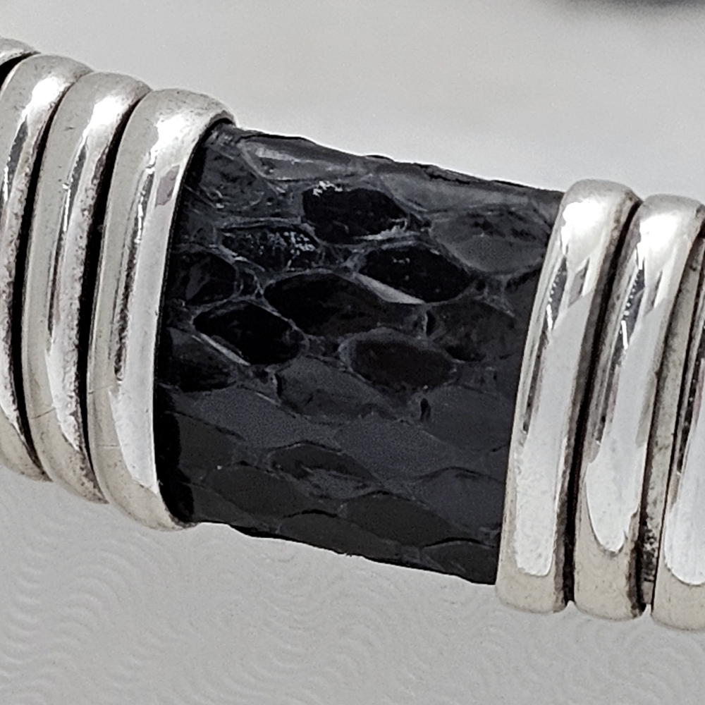 Silpada Super Rare Sterling Silver Black Snakeskin Heavy Cuff  EB430/B0430 - Picture 10 of 16